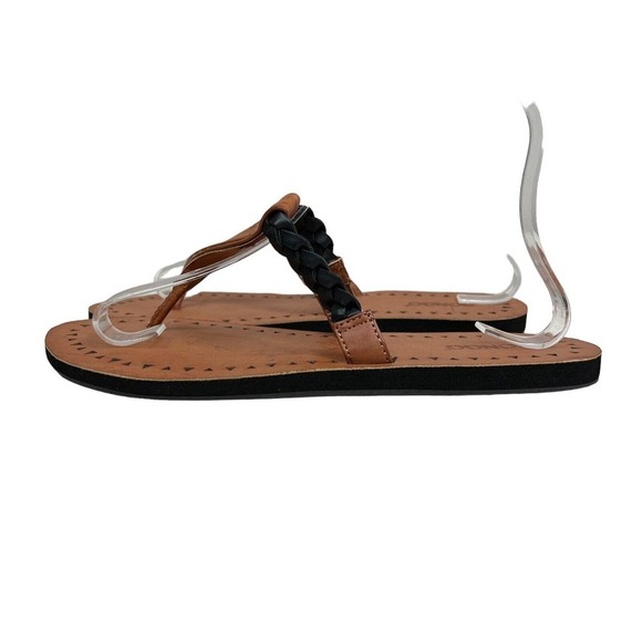 Bongo Finley Flip Flop Sandals Thong Weave‎ Strap Black Brown Women Size 7/8M - Picture 3 of 7
